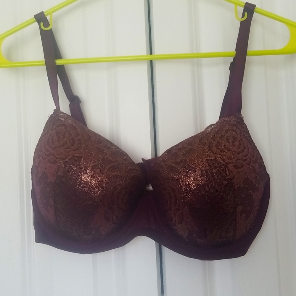 Pink VS Maroon and Rose Gold Lace Bra